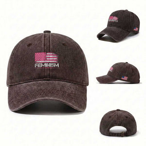 Feminism Feminist Pink American Flag Washed Cotton Baseball Cap Patriotic Womens Rights