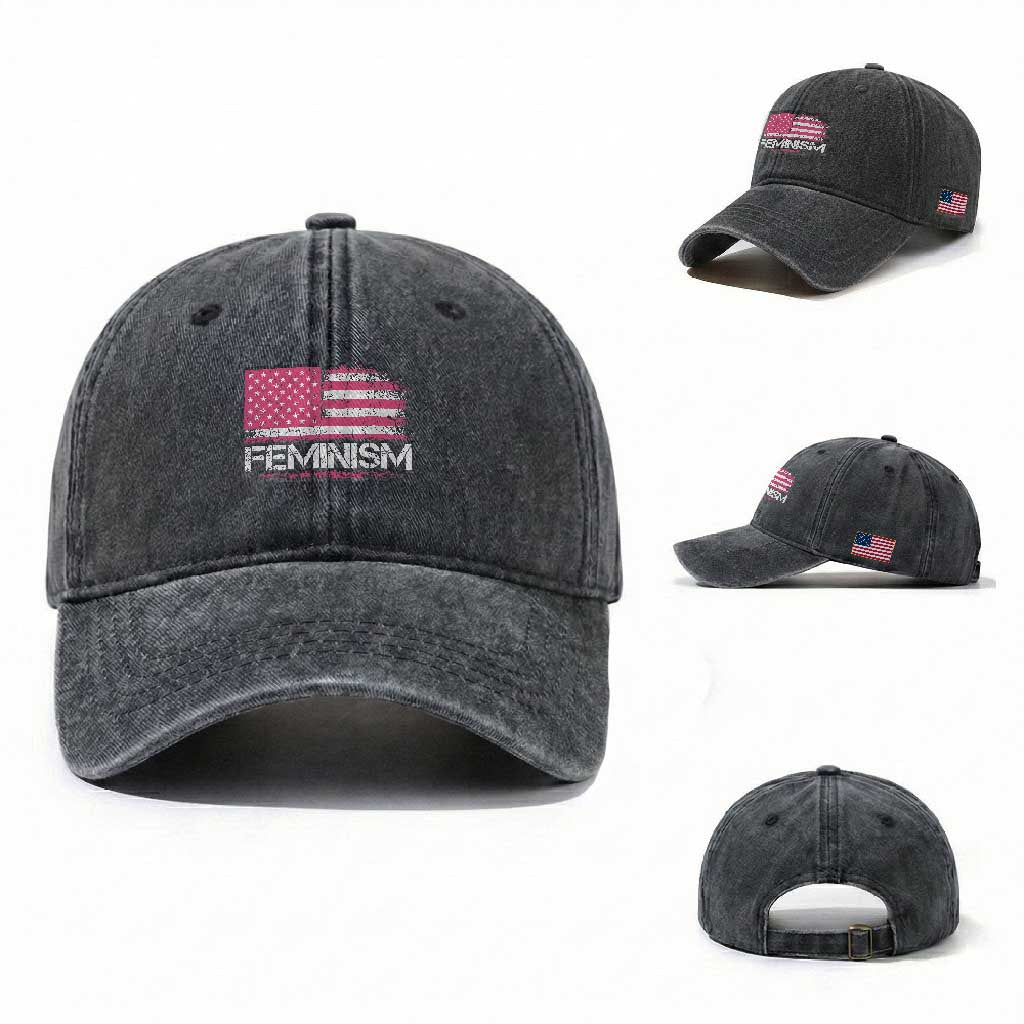 Feminism Feminist Pink American Flag Washed Cotton Baseball Cap Patriotic Womens Rights