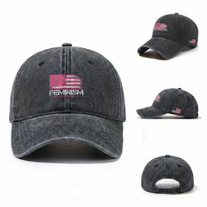 Feminism Feminist Pink American Flag Washed Cotton Baseball Cap Patriotic Womens Rights
