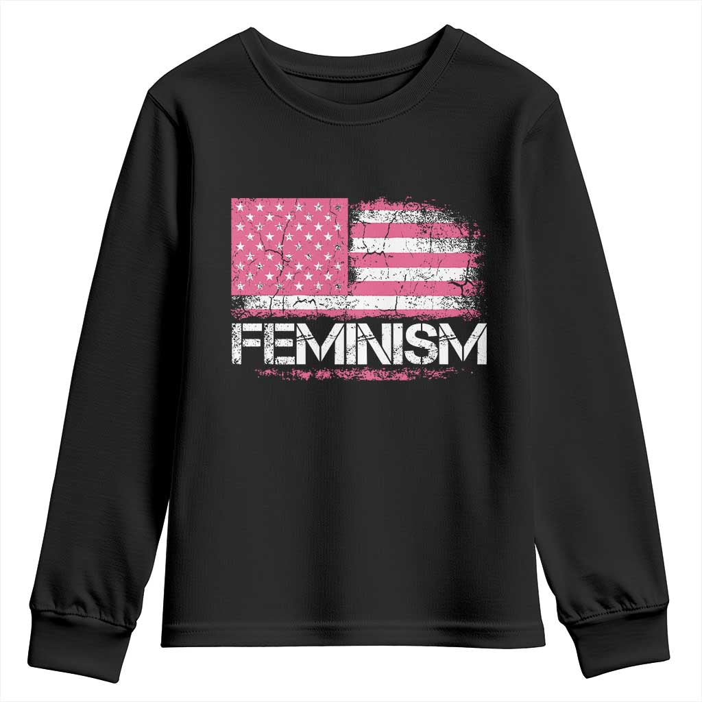 Feminism Feminist Pink American Flag Youth Sweatshirt Patriotic Womens Rights