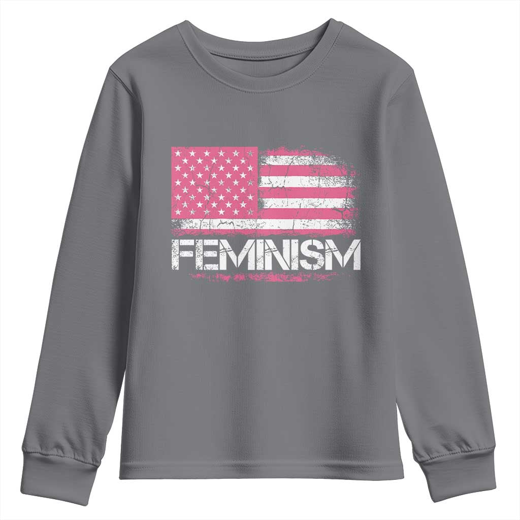 Feminism Feminist Pink American Flag Youth Sweatshirt Patriotic Womens Rights