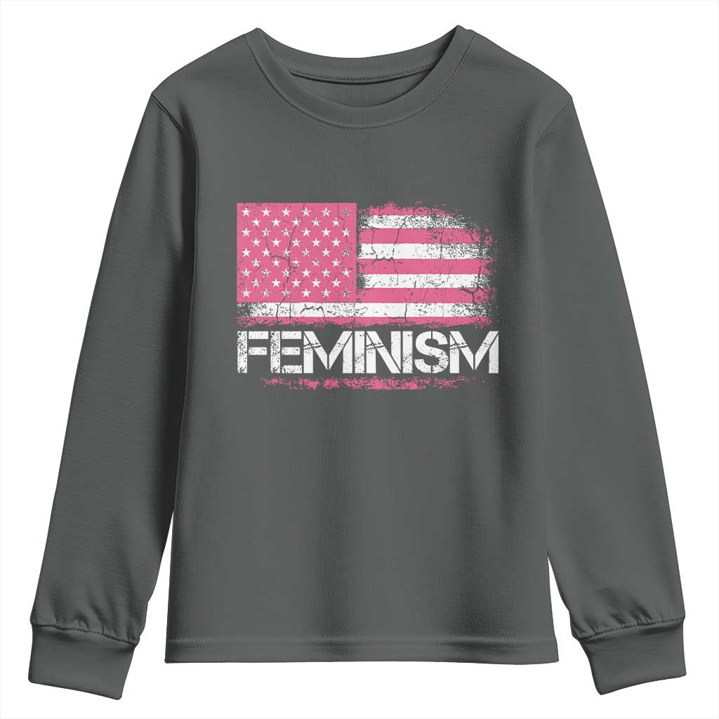 Feminism Feminist Pink American Flag Youth Sweatshirt Patriotic Womens Rights