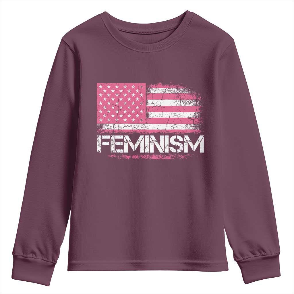 Feminism Feminist Pink American Flag Youth Sweatshirt Patriotic Womens Rights