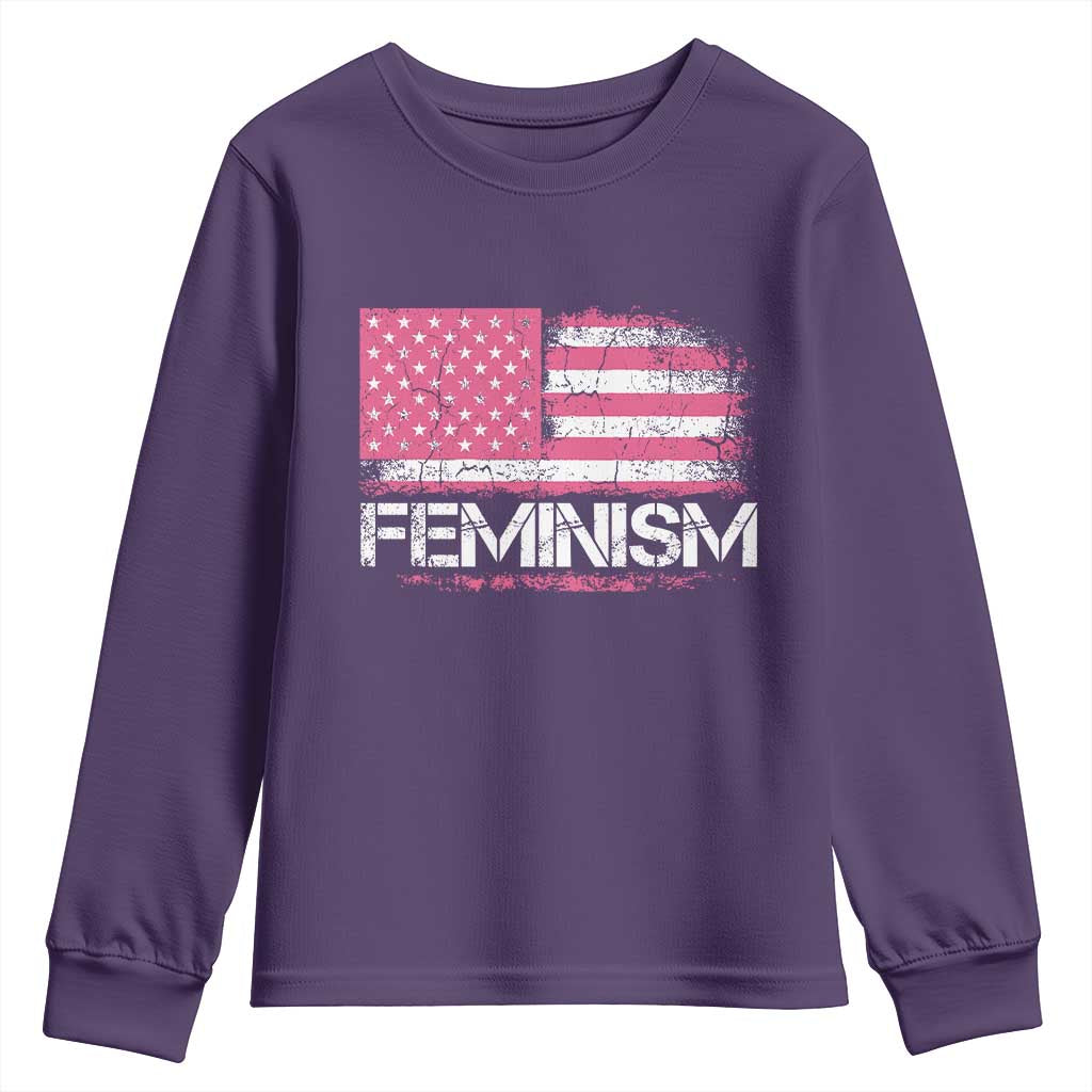 Feminism Feminist Pink American Flag Youth Sweatshirt Patriotic Womens Rights