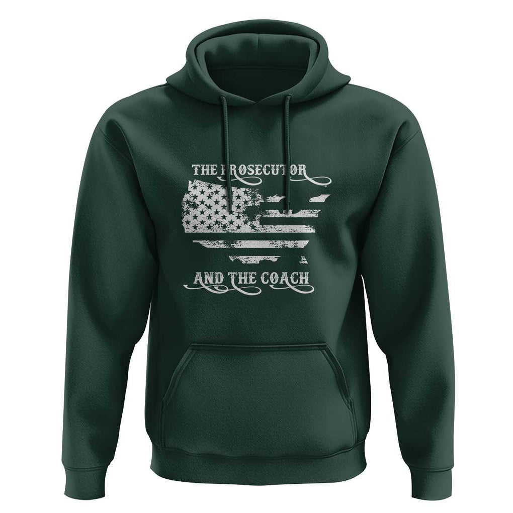 Harris Walz 2024 Hoodie The Prosecutor And The Coach Vintage American Flag TS11 Dark Forest Green Print Your Wear