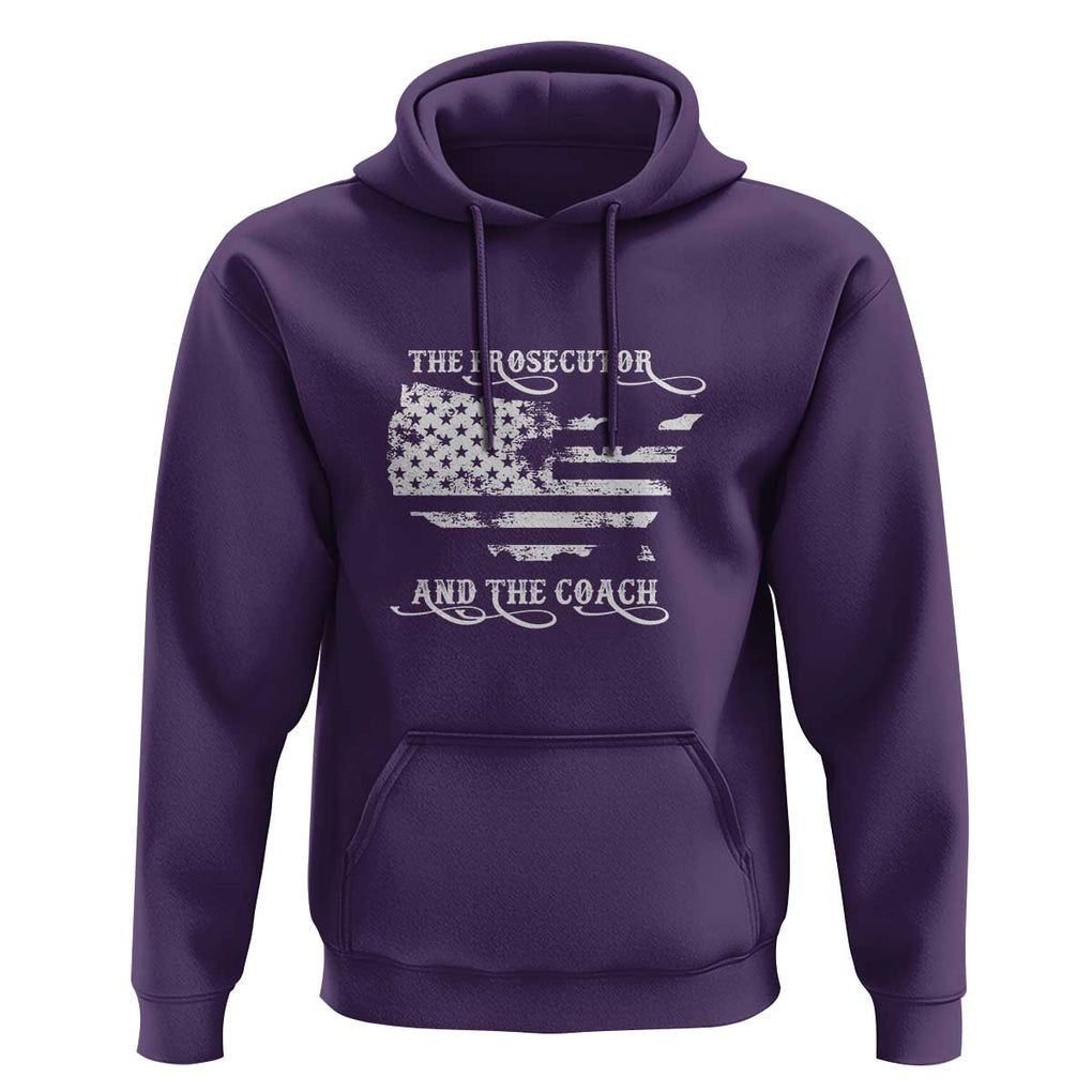Harris Walz 2024 Hoodie The Prosecutor And The Coach Vintage American Flag TS11 Purple Print Your Wear