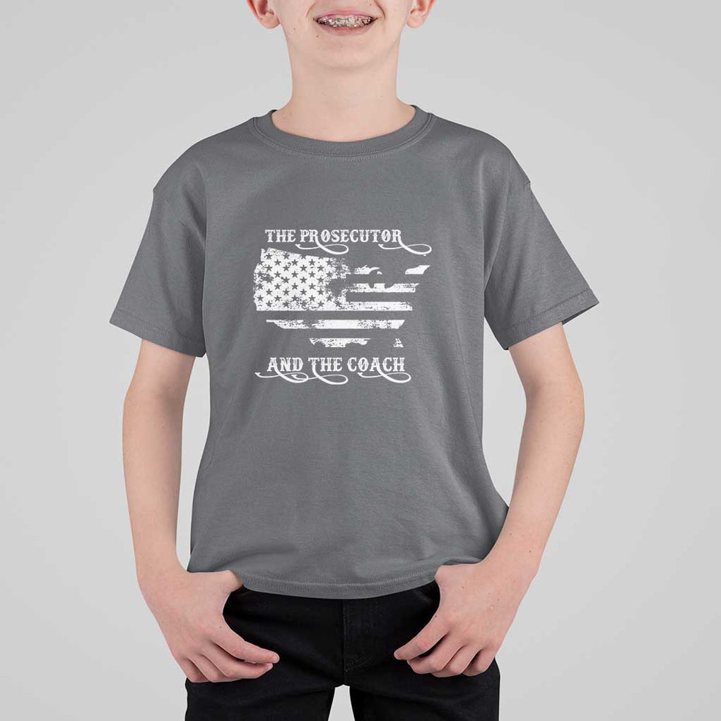 Harris Walz 2024 T Shirt For Kid The Prosecutor And The Coach Vintage American Flag TS11 Charcoal Print Your Wear