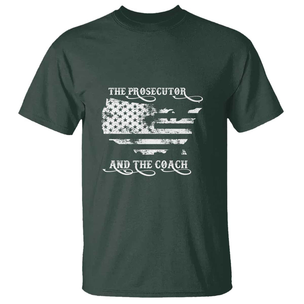 Harris Walz 2024 T Shirt The Prosecutor And The Coach Vintage American Flag TS11 Dark Forest Green Print Your Wear