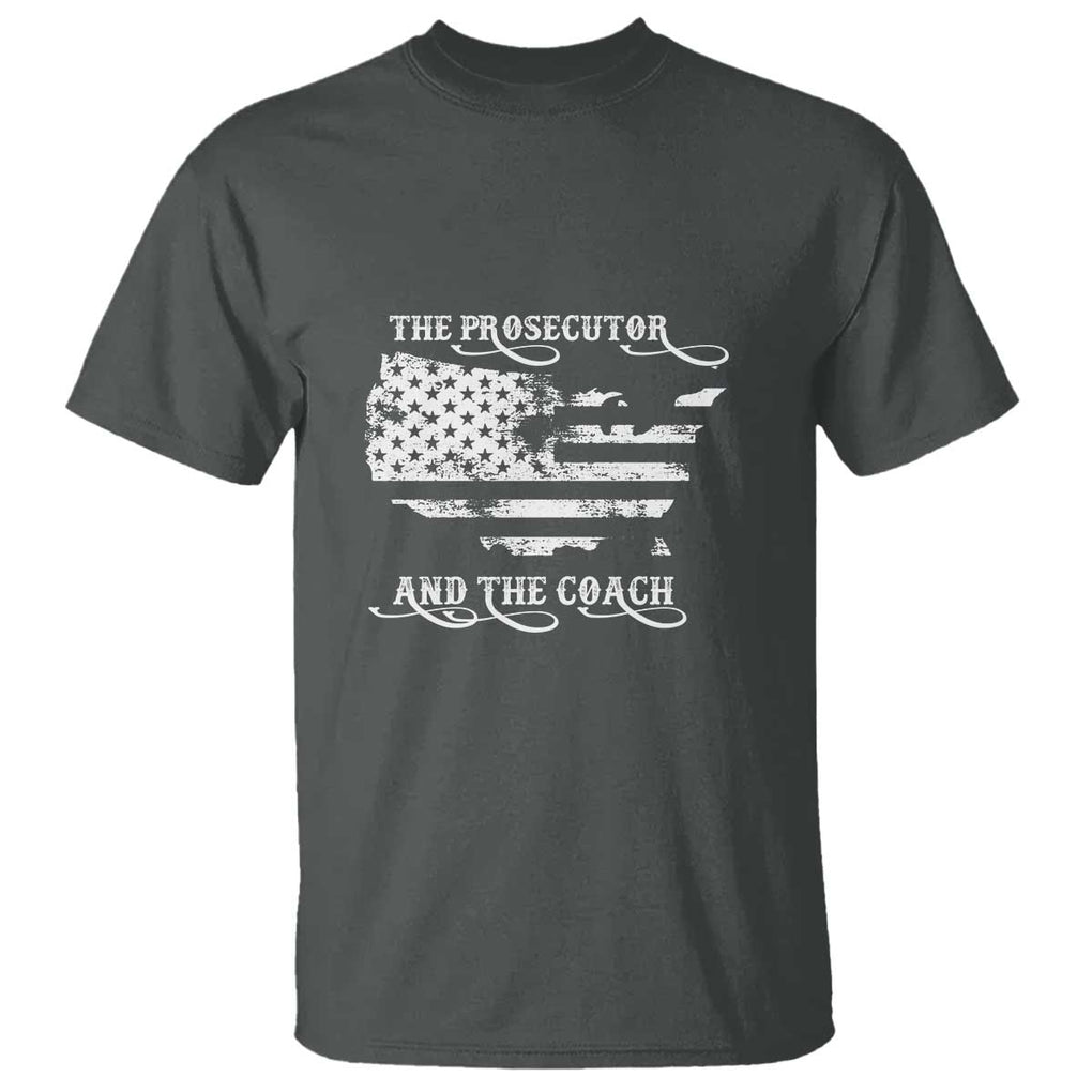 Harris Walz 2024 T Shirt The Prosecutor And The Coach Vintage American Flag TS11 Dark Heather Print Your Wear