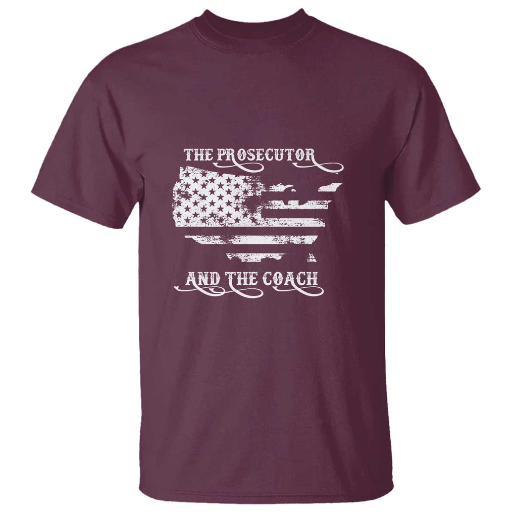 Harris Walz 2024 T Shirt The Prosecutor And The Coach Vintage American Flag TS11 Maroon Print Your Wear