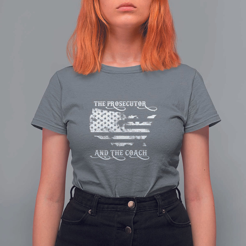 Harris Walz 2024 T Shirt For Women The Prosecutor And The Coach Vintage American Flag TS11 Charcoal Print Your Wear