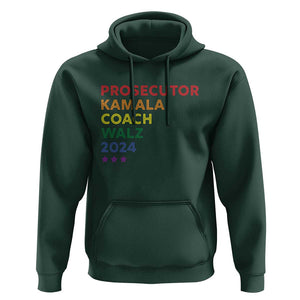 Harris Walz Supporter Hoodie Prosecutor Kamala Coach Walz 2024 Star LGBT Rainbow Flag TS11 Dark Forest Green Print Your Wear