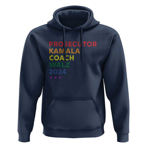 Harris Walz Supporter Hoodie Prosecutor Kamala Coach Walz 2024 Star LGBT Rainbow Flag TS11 Navy Print Your Wear