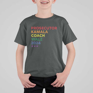 Harris Walz Supporter T Shirt For Kid Prosecutor Kamala Coach Walz 2024 Star LGBT Rainbow Flag TS11 Dark Heather Print Your Wear