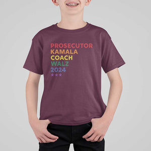 Harris Walz Supporter T Shirt For Kid Prosecutor Kamala Coach Walz 2024 Star LGBT Rainbow Flag TS11 Maroon Print Your Wear