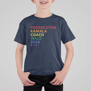 Harris Walz Supporter T Shirt For Kid Prosecutor Kamala Coach Walz 2024 Star LGBT Rainbow Flag TS11 Navy Print Your Wear