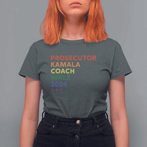 Harris Walz Supporter T Shirt For Women Prosecutor Kamala Coach Walz 2024 Star LGBT Rainbow Flag TS11 Dark Heather Print Your Wear