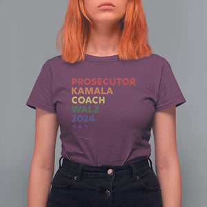 Harris Walz Supporter T Shirt For Women Prosecutor Kamala Coach Walz 2024 Star LGBT Rainbow Flag TS11 Maroon Print Your Wear
