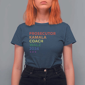 Harris Walz Supporter T Shirt For Women Prosecutor Kamala Coach Walz 2024 Star LGBT Rainbow Flag TS11 Navy Print Your Wear