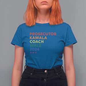 Harris Walz Supporter T Shirt For Women Prosecutor Kamala Coach Walz 2024 Star LGBT Rainbow Flag TS11 Royal Blue Print Your Wear