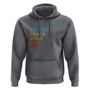 Harris Walz Supporter Hoodie Prosecutor Kamala Coach Walz 2024 Retro Star TS11 Charcoal Print Your Wear