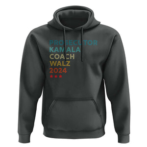 Harris Walz Supporter Hoodie Prosecutor Kamala Coach Walz 2024 Retro Star TS11 Dark Heather Print Your Wear