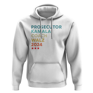 Harris Walz Supporter Hoodie Prosecutor Kamala Coach Walz 2024 Retro Star TS11 White Print Your Wear