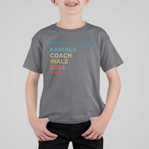 Harris Walz Supporter T Shirt For Kid Prosecutor Kamala Coach Walz 2024 Retro Star TS11 Charcoal Print Your Wear