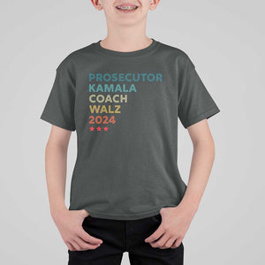 Harris Walz Supporter T Shirt For Kid Prosecutor Kamala Coach Walz 2024 Retro Star TS11 Dark Heather Print Your Wear