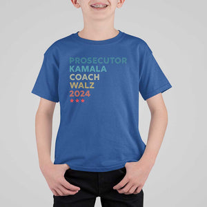Harris Walz Supporter T Shirt For Kid Prosecutor Kamala Coach Walz 2024 Retro Star TS11 Royal Blue Print Your Wear