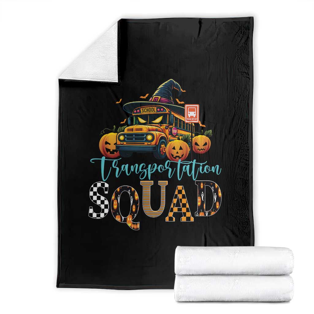 Halloween School Bus Driver Throw Blanket Transportation Squad Pumpkin Witch TS11 Black Print Your Wear
