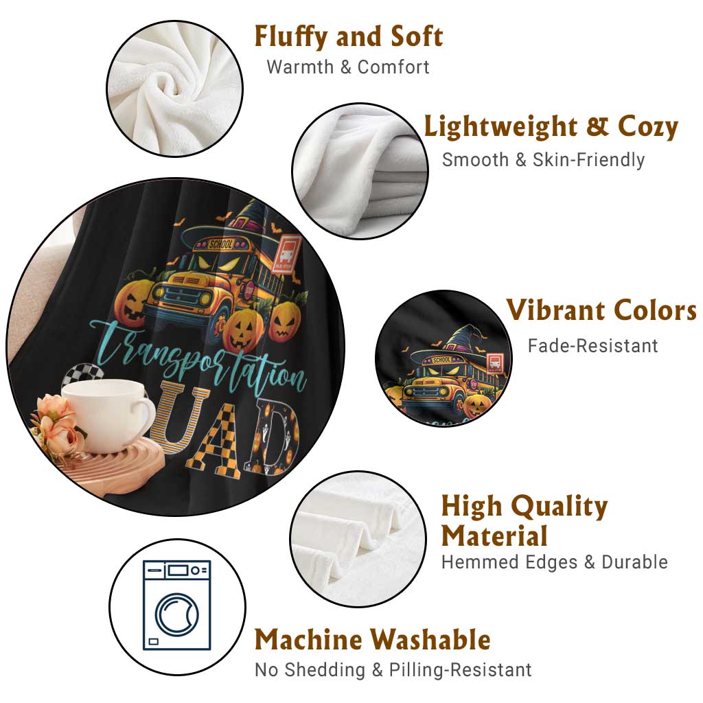 Halloween School Bus Driver Throw Blanket Transportation Squad Pumpkin Witch TS11 Print Your Wear