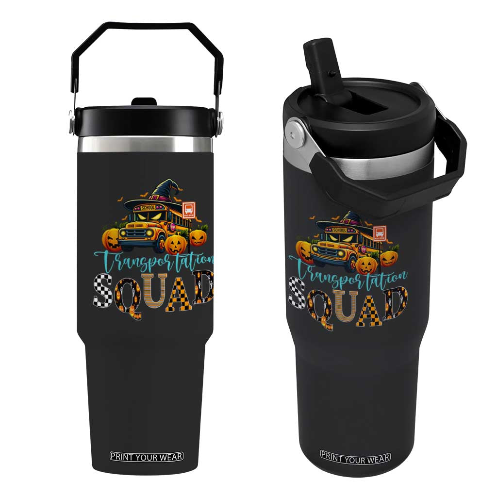 Halloween School Bus Driver Flip Straw Tumbler Transportation Squad Pumpkin Witch TS11 One Size: 30 oz Black Print Your Wear