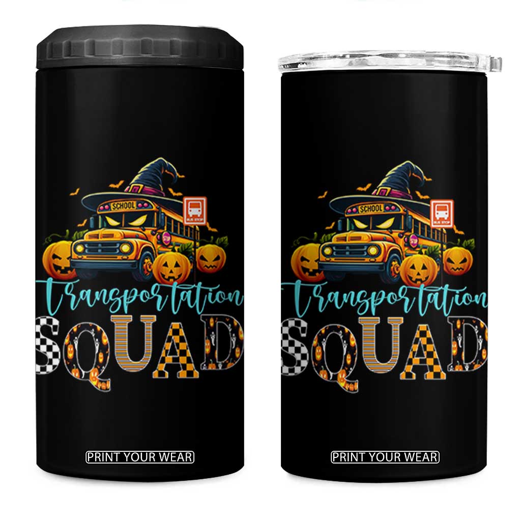 Halloween School Bus Driver 4 in 1 Can Cooler Tumbler Transportation Squad Pumpkin Witch TS11 One Size: 16 oz Black Print Your Wear