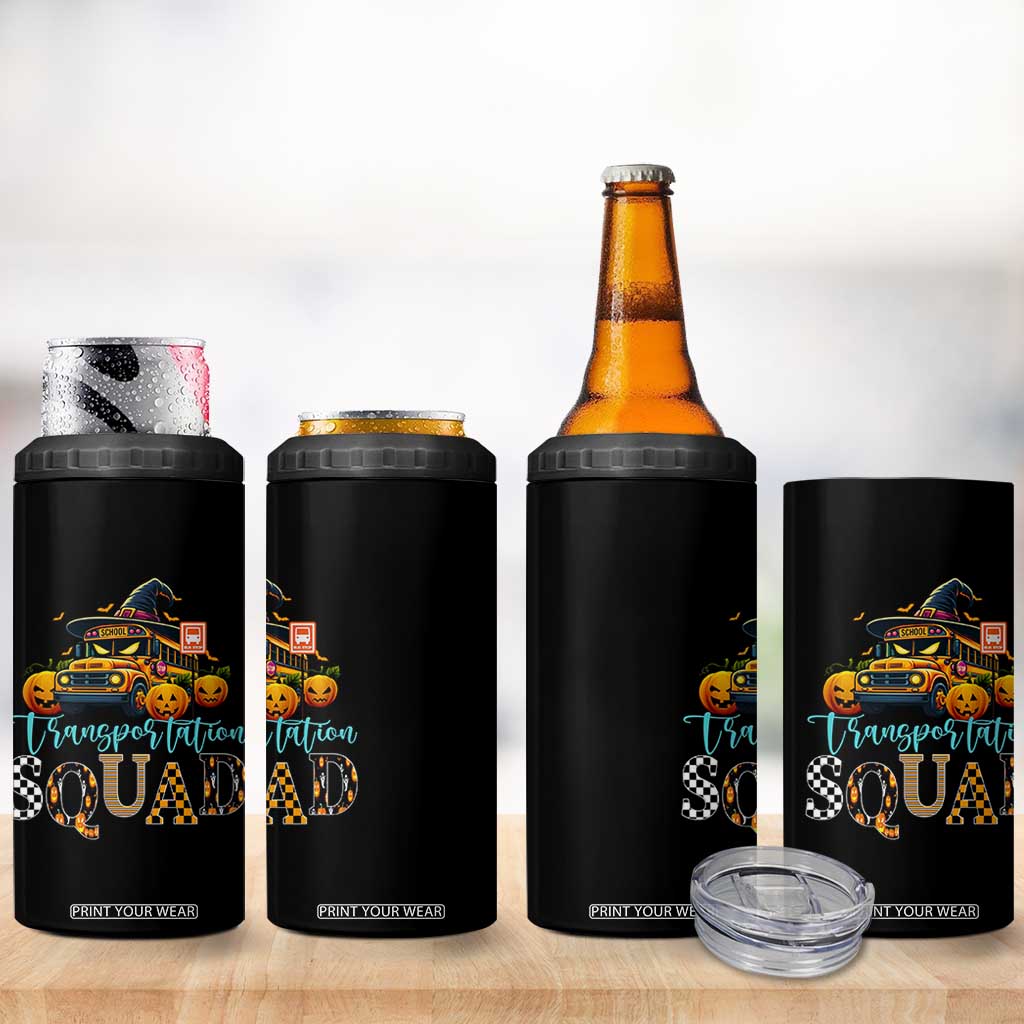 Halloween School Bus Driver 4 in 1 Can Cooler Tumbler Transportation Squad Pumpkin Witch TS11 Print Your Wear
