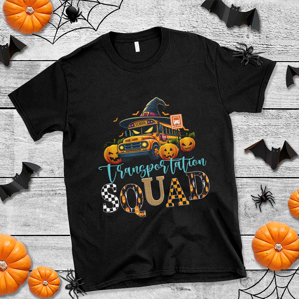 Halloween School Bus Driver T Shirt Transportation Squad Pumpkin Witch TS11 Black Print Your Wear