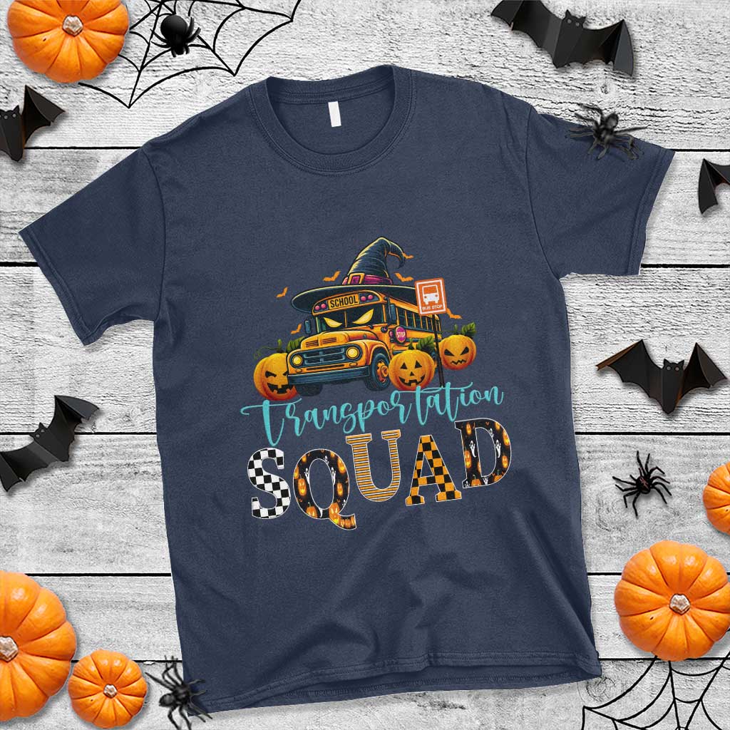 Halloween School Bus Driver T Shirt Transportation Squad Pumpkin Witch TS11 Navy Print Your Wear