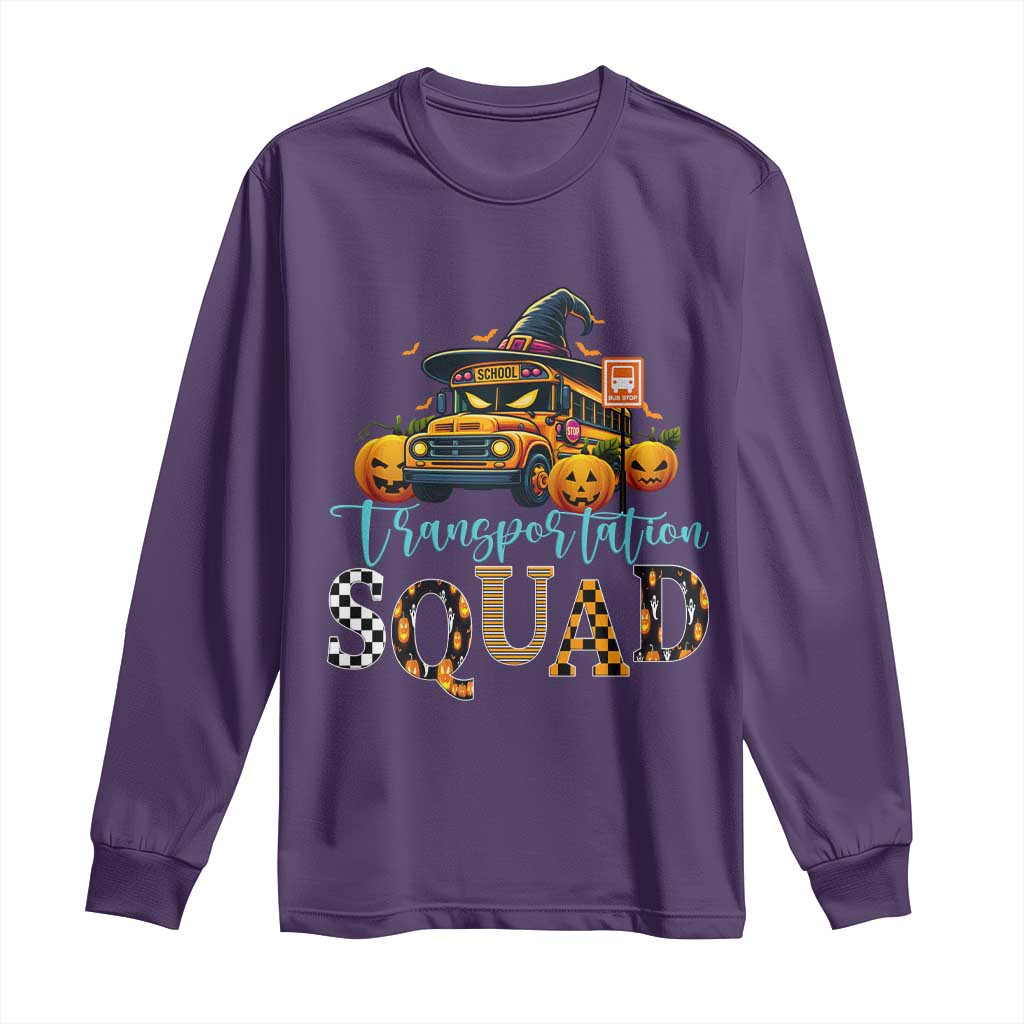 Halloween School Bus Driver Long Sleeve Shirt Transportation Squad Pumpkin Witch TS11 Purple Print Your Wear