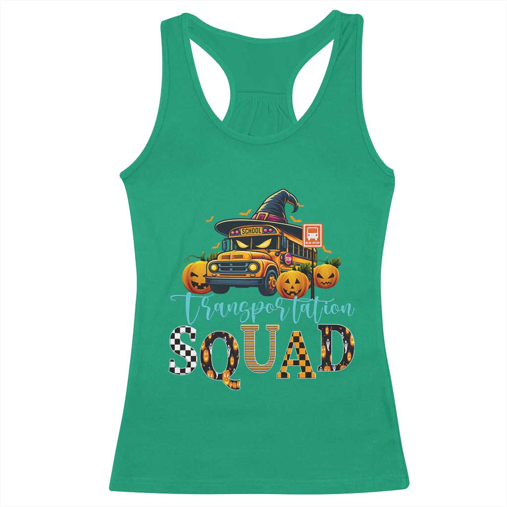 Halloween School Bus Driver Racerback Tank Top Transportation Squad Pumpkin Witch TS11 Irish Green Print Your Wear