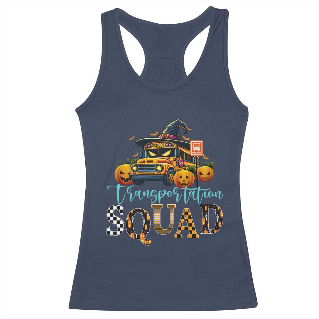 Halloween School Bus Driver Racerback Tank Top Transportation Squad Pumpkin Witch TS11 Navy Print Your Wear