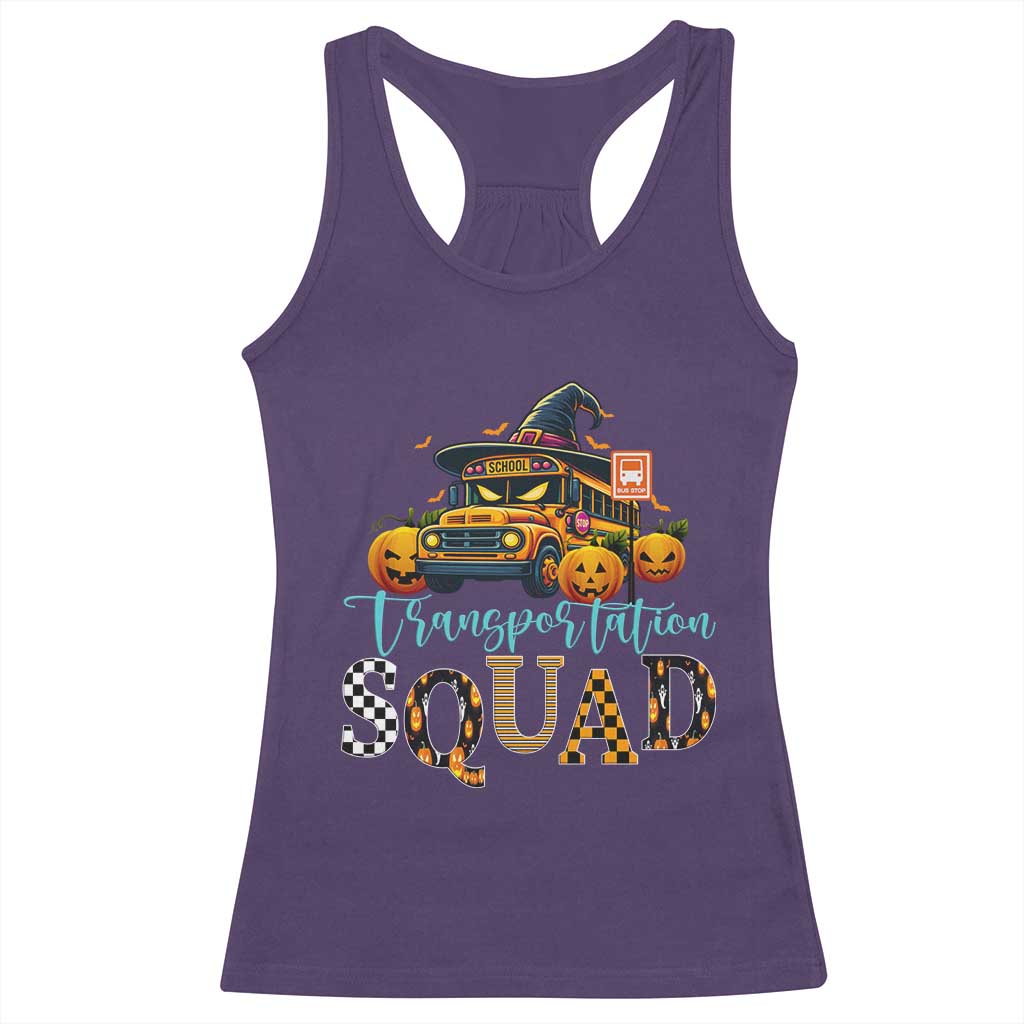 Halloween School Bus Driver Racerback Tank Top Transportation Squad Pumpkin Witch TS11 Purple Print Your Wear