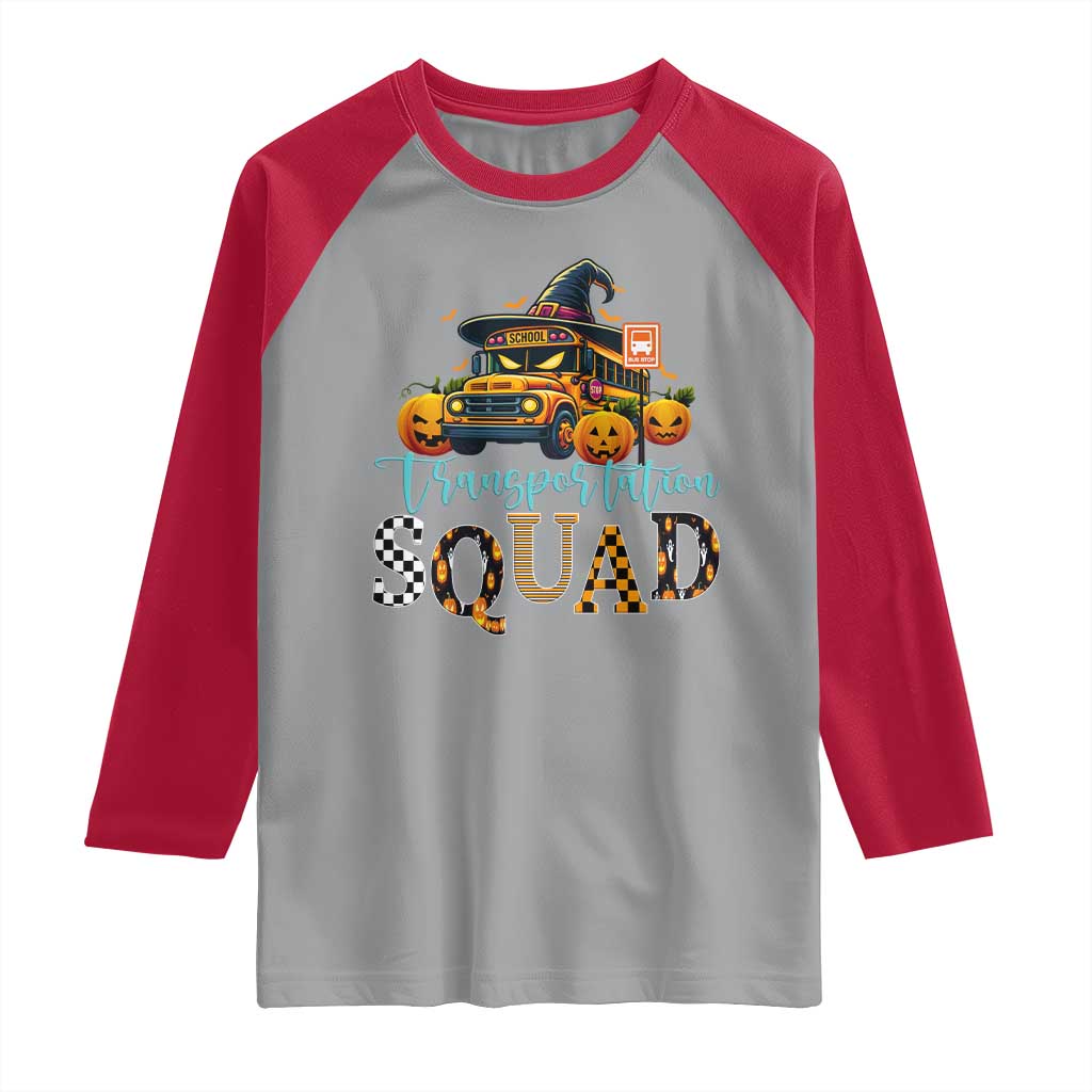 Halloween School Bus Driver Raglan Shirt Transportation Squad Pumpkin Witch TS11 Sport Gray Red Print Your Wear