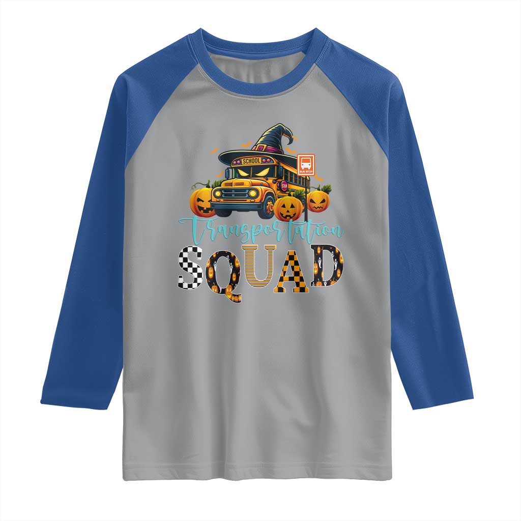 Halloween School Bus Driver Raglan Shirt Transportation Squad Pumpkin Witch TS11 Sport Gray Royal Print Your Wear