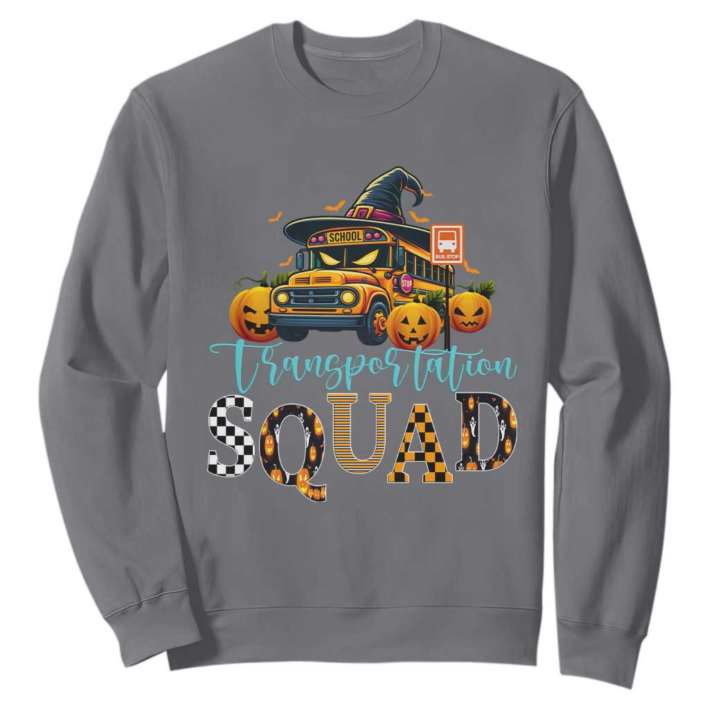 Halloween School Bus Driver Sweatshirt Transportation Squad Pumpkin Witch TS11 Charcoal Print Your Wear