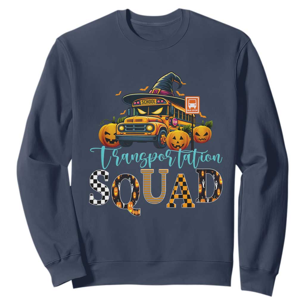 Halloween School Bus Driver Sweatshirt Transportation Squad Pumpkin Witch TS11 Navy Print Your Wear