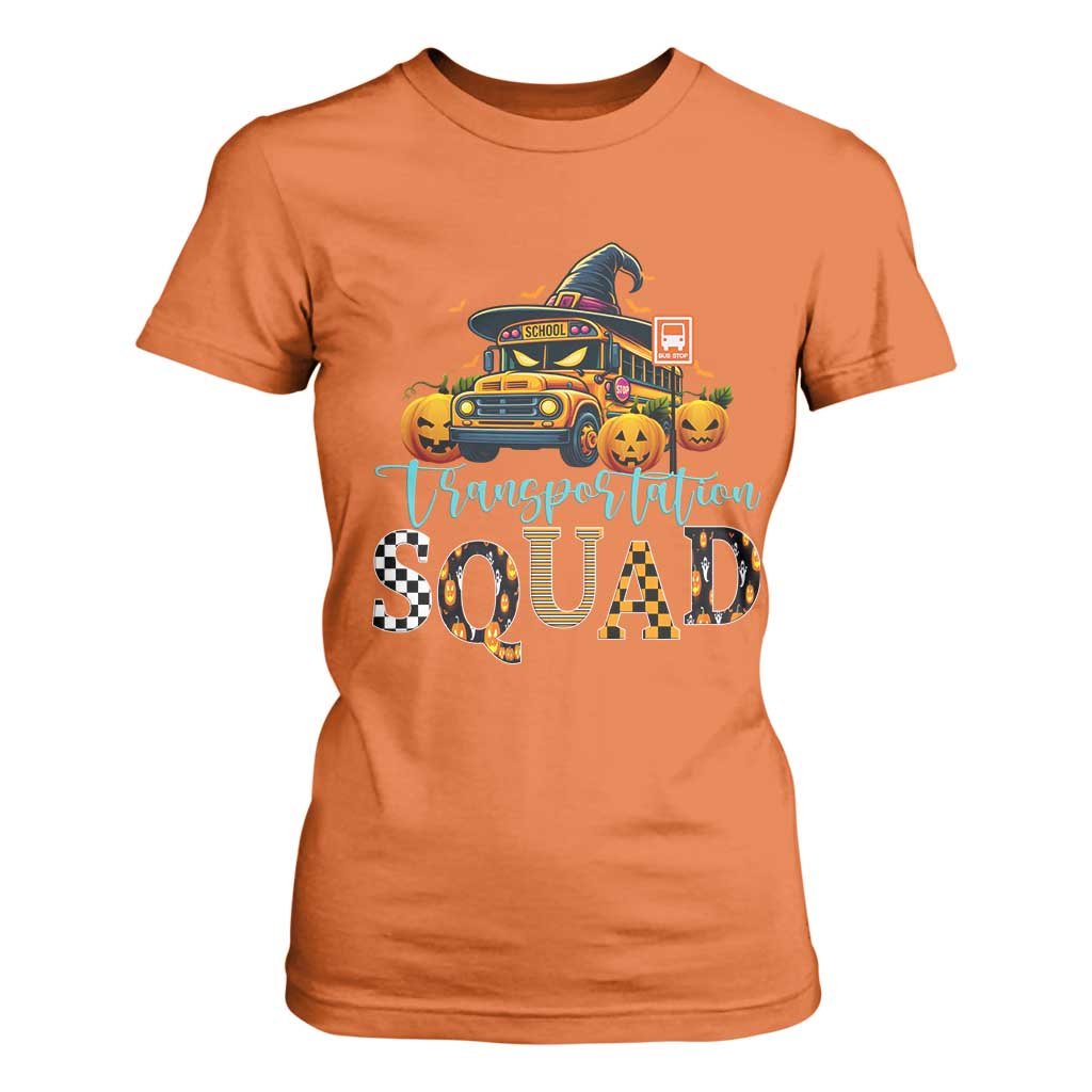 Halloween School Bus Driver T Shirt For Women Transportation Squad Pumpkin Witch TS11 Orange Print Your Wear