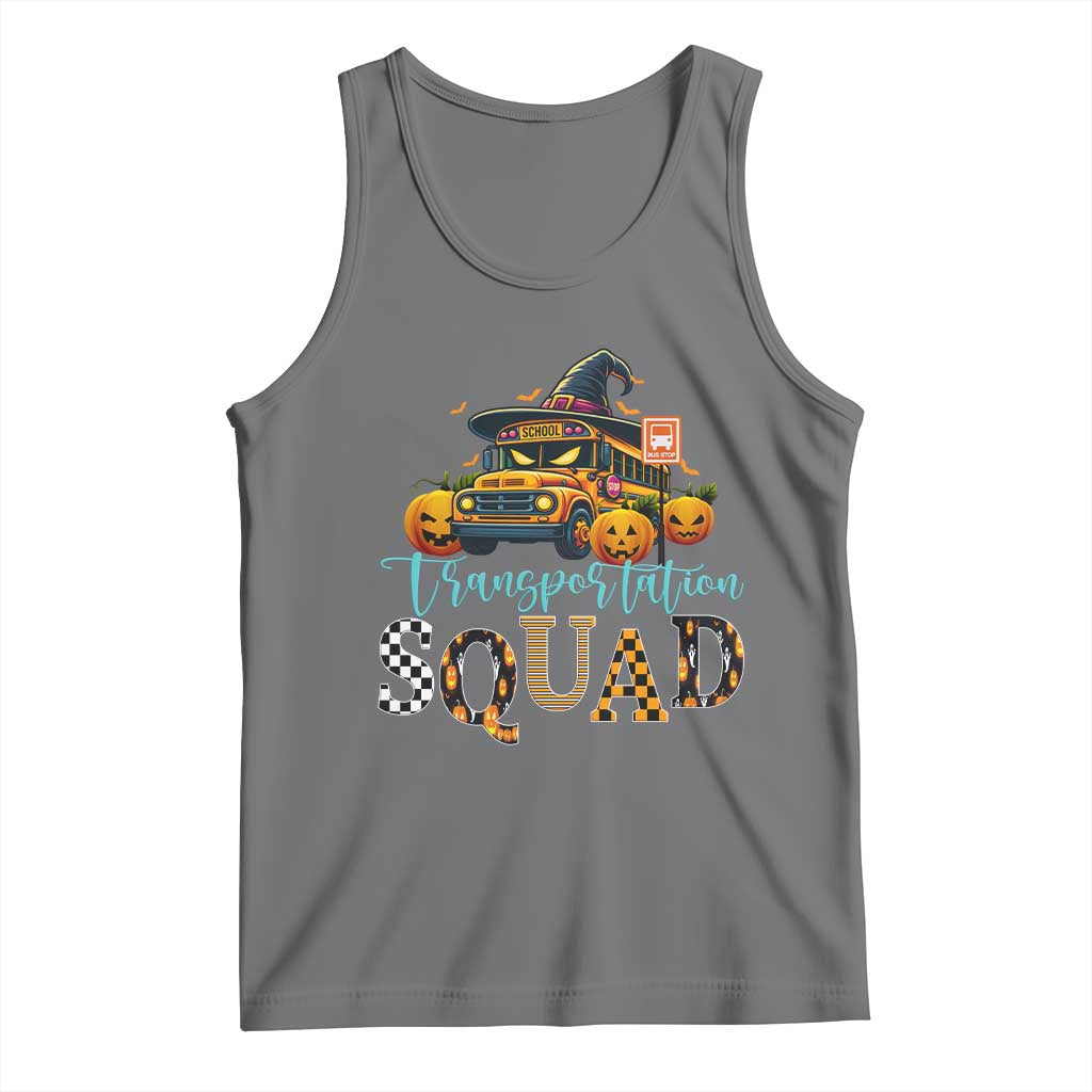 Halloween School Bus Driver Tank Top Transportation Squad Pumpkin Witch TS11 Black Heather Print Your Wear