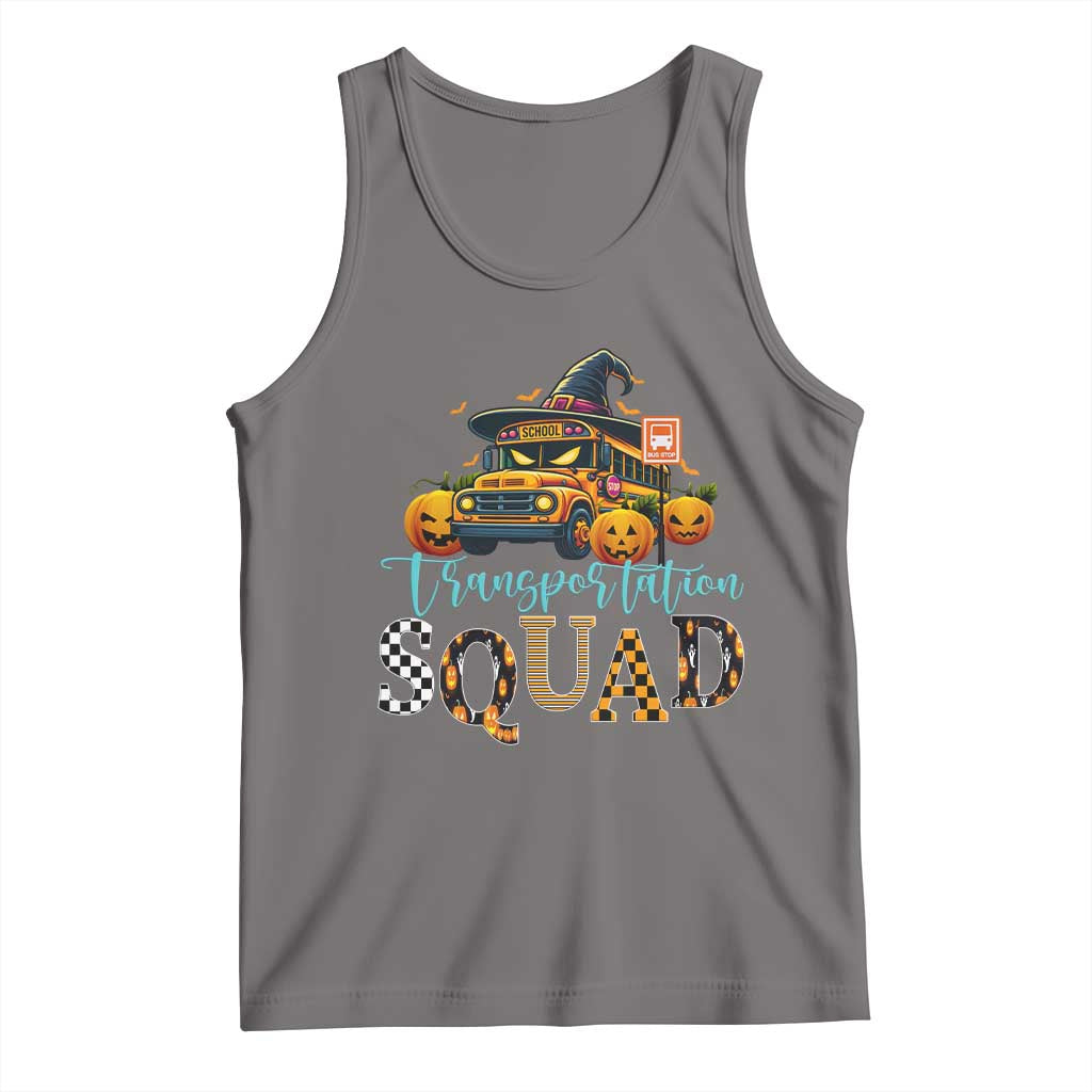Halloween School Bus Driver Tank Top Transportation Squad Pumpkin Witch TS11 Deep Heather Print Your Wear