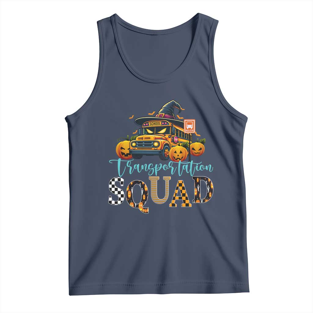 Halloween School Bus Driver Tank Top Transportation Squad Pumpkin Witch TS11 Navy Print Your Wear