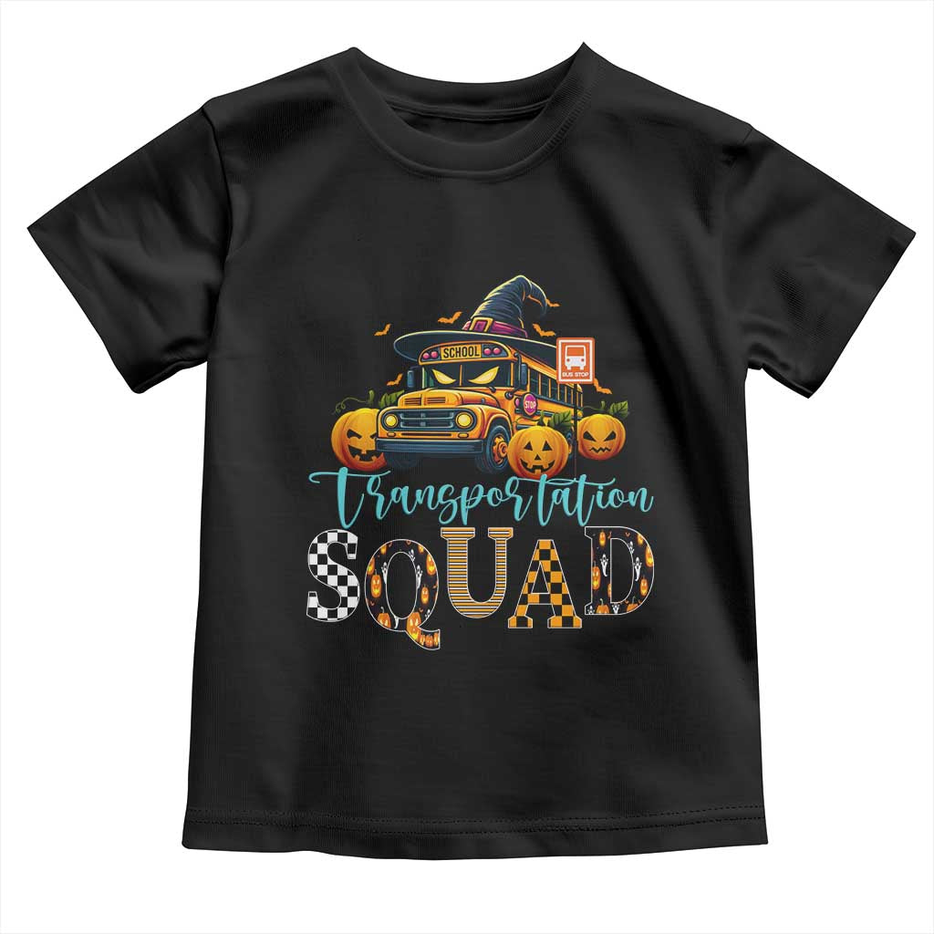 Halloween School Bus Driver Toddler T Shirt Transportation Squad Pumpkin Witch TS11 Black Print Your Wear